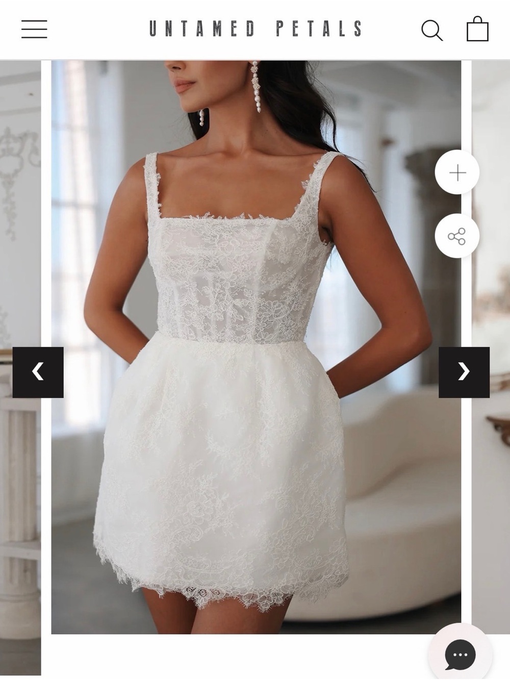 UNTAMED PETALS BY AMANDA JUDGE White Lace Square-Neck Mini Dress